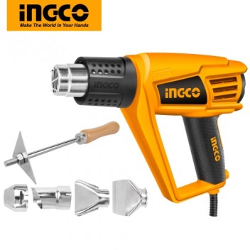 INGCO Heat Air Gun, 2000W Corded Heat Gun with 1pcs Scraper and 4pcs Nozzles HG20008